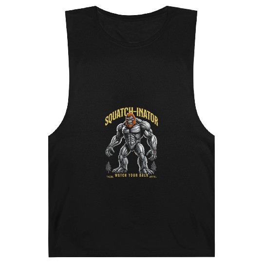 Retro Bigfoot Design, Sasquatch Robot Graphic Barnard Tanks