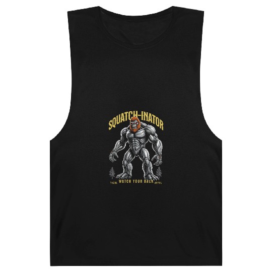 Retro Bigfoot Design, Sasquatch Robot Graphic Barnard Tanks