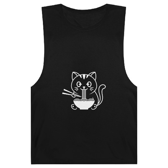 Cute Cat Eating Ramen Kawaii Food Design Barnard Tanks