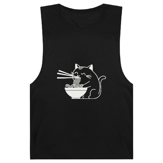 Cute Cat Eating Ramen Kawaii Food Design Barnard Tanks