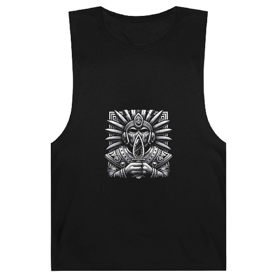 Aztec Warrior Mask with Tribal Art and Ancient Barnard Tanks