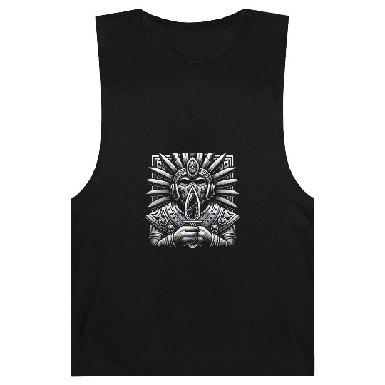 Aztec Warrior Mask with Tribal Art and Ancient Barnard Tanks