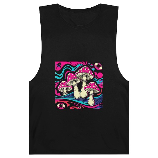 Psychedelic Shrooms: Neon Fungi Fantasy Barnard Tanks