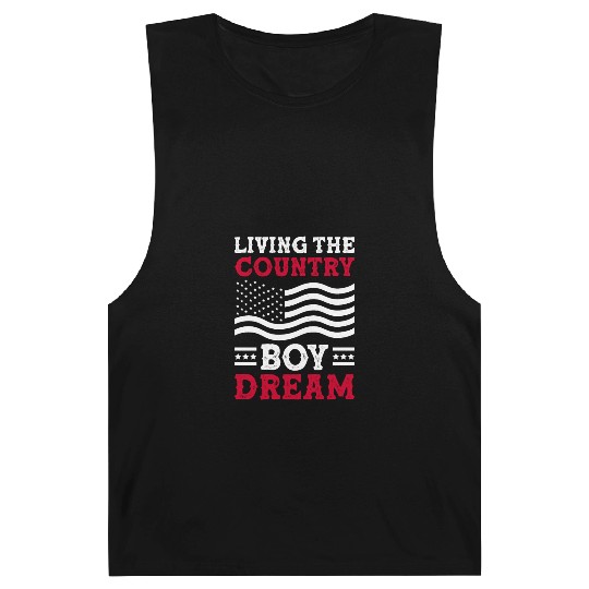 Small Town Us Flag Country Livin Boy Barnard Tanks