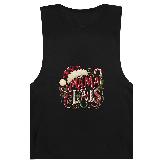 Festive 'Mama Claus' Christmas Barnard Tanks with Plaid