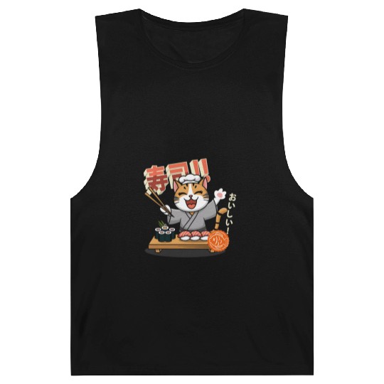 Sushi Chef Cat Adorable Culinary Cat Design Barnard Tanks