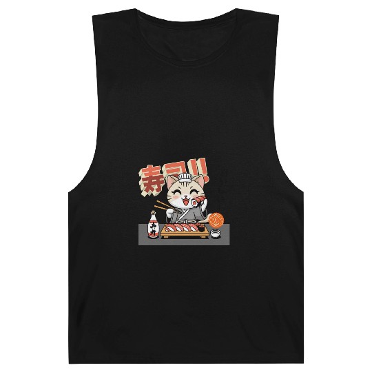 Sushi Chef Cat Adorable Culinary Cat Design Barnard Tanks