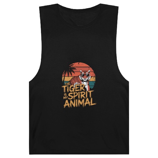 The Tiger Is My Spirit Animal Retro Sunset Barnard Tanks