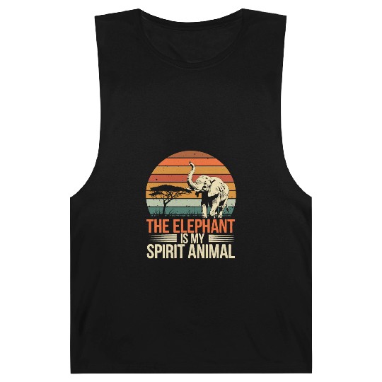 The Elephant Is My Spirit Animal Retro African Barnard Tanks