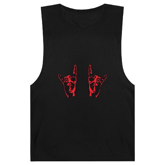 Two heavy metal hard rock horn finger hand gesture Barnard Tanks