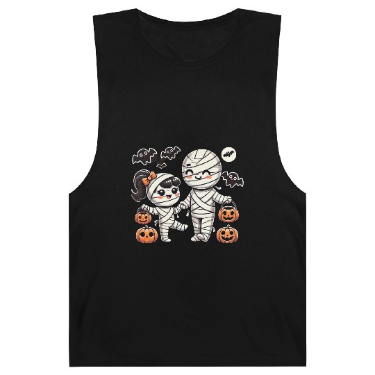 Kawaii Mummy Family Trick-or-Treat Halloween Fun Barnard Tanks
