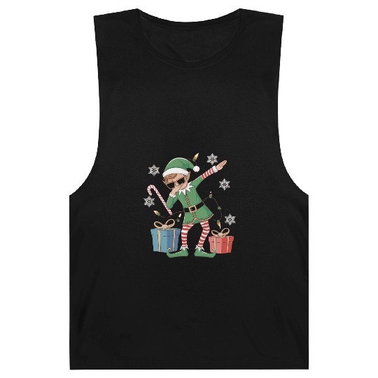 Dabbing Elf with Candy Cane and Gifts Barnard Tanks
