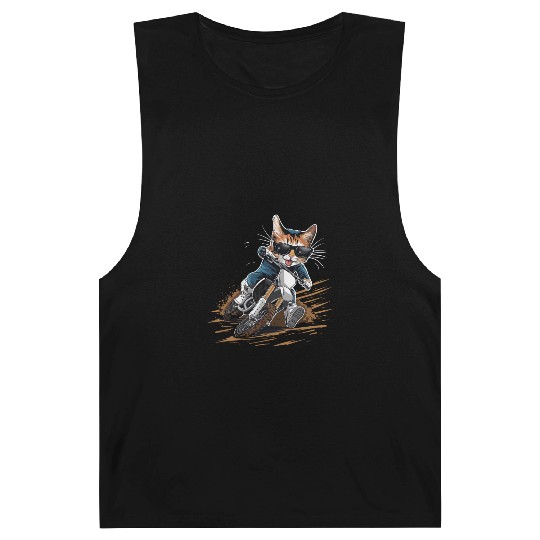 Cat Wearing Sunglasses Riding Dirt Bike Barnard Tanks