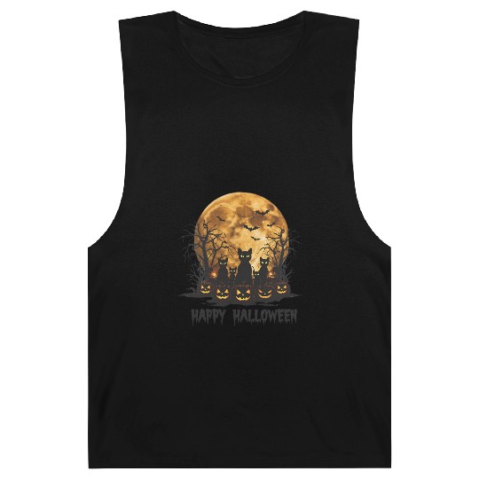 Midnight Cats: Spooky Halloween Night Barnard Tanks