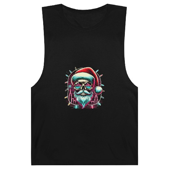 Neon Santa Skull City Lights Christmas Barnard Tanks