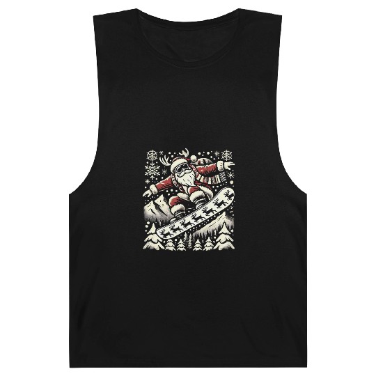 Snowboarding Santa Winter Wonderland Christmas Fun Barnard Tanks