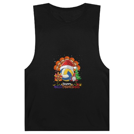 Volleyball Turkey Gnome Happy Hallothanksmas Barnard Tanks