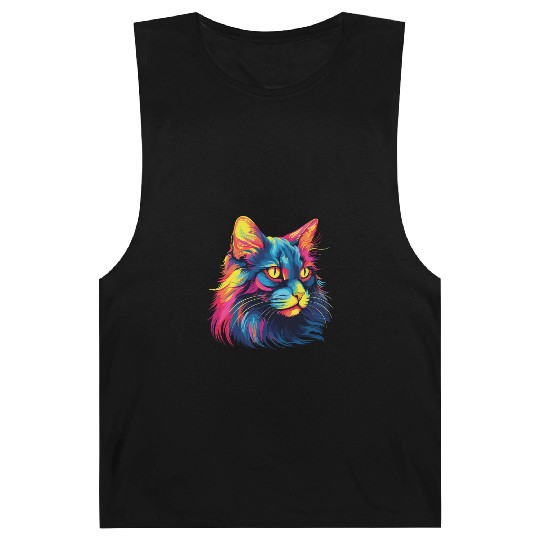 Cat Watercolor Colorful Maine Cat Barnard Tanks