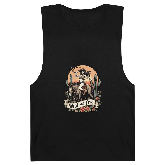 Wild And Free Pinup Cowgirl Barnard Tanks