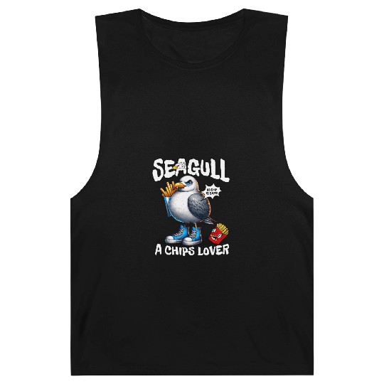 Seagull The Potato Chips Lover Funny Sea Bird Barnard Tanks