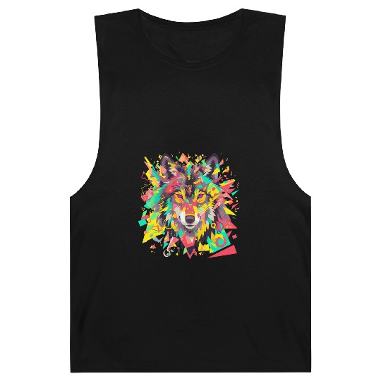 Majestic Pop Art Alpha Wolf - Vibrant Warm Barnard Tanks