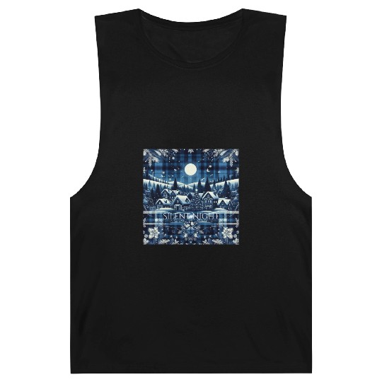 flannel silent night blue and white christmas Barnard Tanks