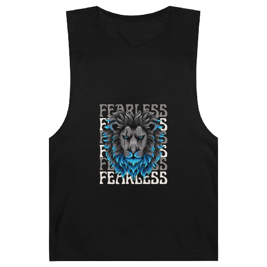 Black Blue Illustrative Fearless Barnard Tanks