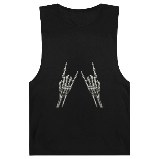 Rock On Rock Star Skeleton Hands Rocker Halloween Barnard Tanks