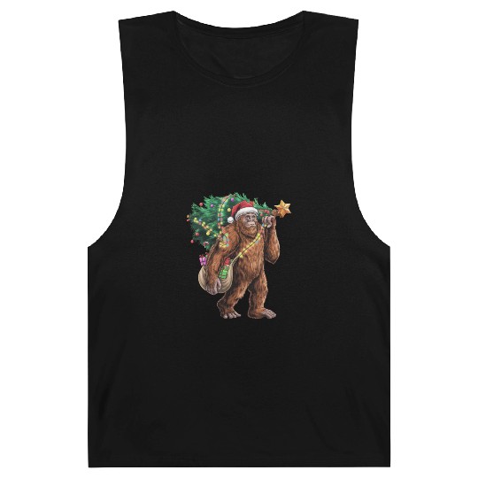 Bigfoot Christmas Tree Lights Xmas Sasquatch Lover Barnard Tanks