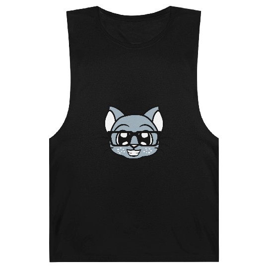 Nerd Cat Horn-rimmed Glasses Geek Smart Kitten Fun Barnard Tanks
