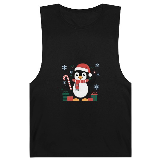 Cute Christmas Penguin - Candy Cane and Gifts Barnard Tanks
