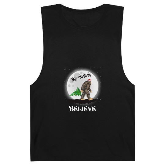 Bigfoot Christmas Tree Lights Believe Sasquatch Barnard Tanks