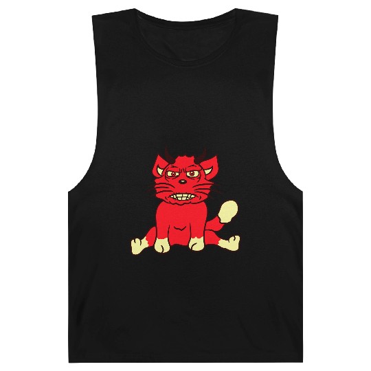 Demon Monster Cat Halloween Fun Horror Devil Horns Barnard Tanks