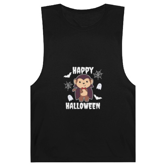 Monkey Happy Halloween Cute Vampire Costume Barnard Tanks