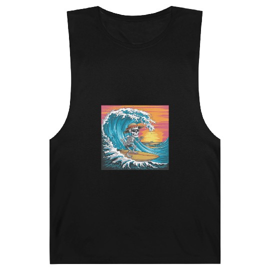 Surfing Skeleton Vibes Surfing Lifestyle Retro Barnard Tanks