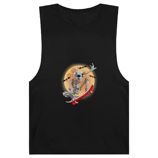 Skateboarding Skeleton Halloween Skater Skateboard Barnard Tanks