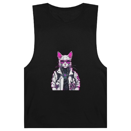 Cyberpunk Cat: Neon Outlaw Barnard Tanks