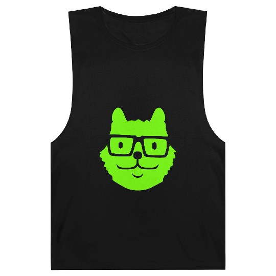 Nerd Cat Horn-rimmed Glasses Geek Smart Kitten Fun Barnard Tanks