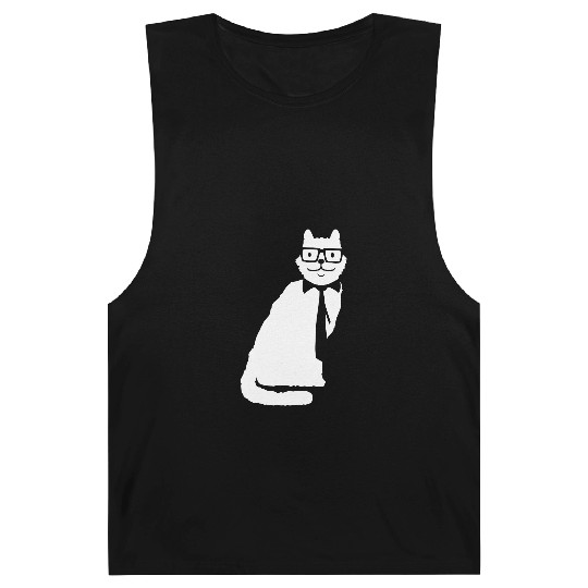 Nerd Cat Horn-rimmed Glasses Geek Smart Kitten Fun Barnard Tanks