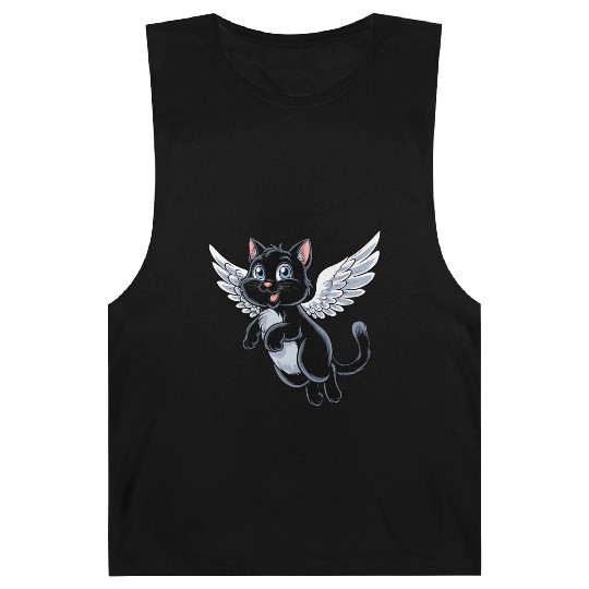 Black Cat with Angel Wings Barnard Tanks