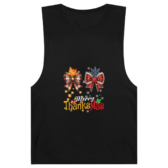 Merry Thanksmas plaid Coquette Bow Christmas Plaid Barnard Tanks