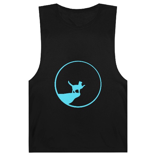 Cat Moon Cliff At Night Werewolf Round Howling Fun Barnard Tanks