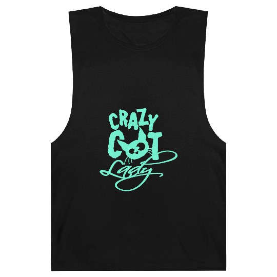Crazy Cat Lady Text Love Saying Quote Weird Woman Barnard Tanks