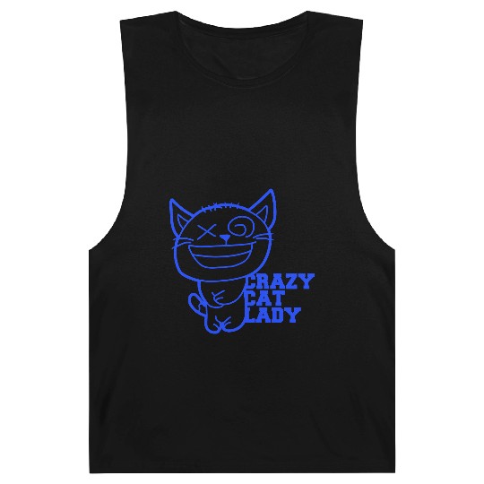 Crazy Cat Lady Text Love Saying Quote Weird Woman Barnard Tanks
