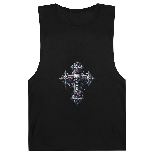 Gothic Cross Collection - Skulls and Red Roses Barnard Tanks
