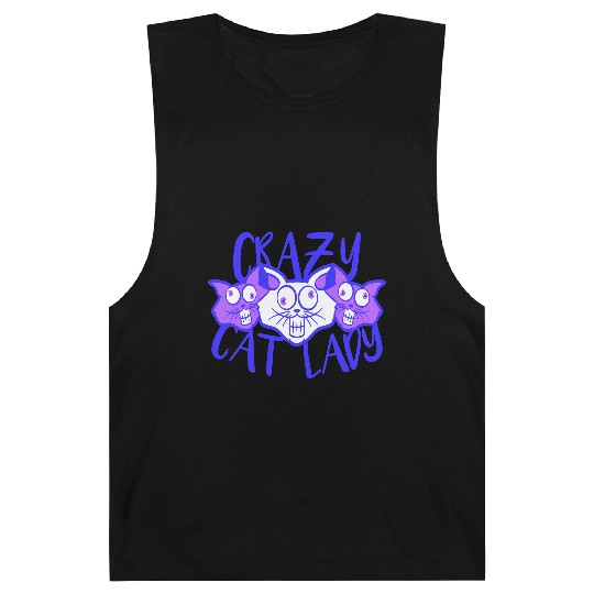 Crazy Cat Lady Text Love Saying Quote Weird Woman Barnard Tanks
