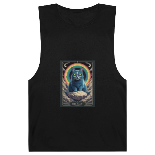 tarot card the alley blue cat rainbow sunglasses Barnard Tanks