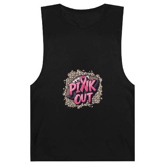 Pink Out Breast Cancer Football Coquette Bow Mom Barnard Tanks