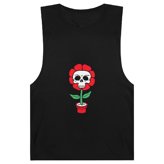 Evil Skull Flower Horror Halloween Skeleton Head Barnard Tanks