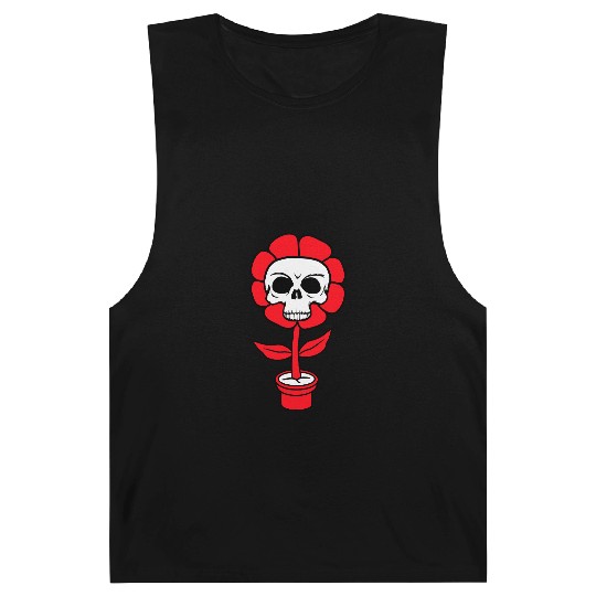Evil Skull Flower Horror Halloween Skeleton Head Barnard Tanks